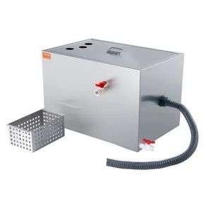 Commercial Grease Trap, 40 LBS Grease Interceptor, Top Inlet Interceptor, Under Sink Stainless Steel Grease Trap, 10 GPM Waste