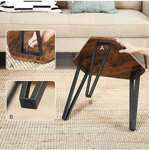 MASSIVE SALE Nesting Coffee Table, Set of 3 End Tables for Living Room, Stacking Side Tables, Sturdy and Easy Assembly, Steel Frame, Industrial Style, Rustic Brown and Black