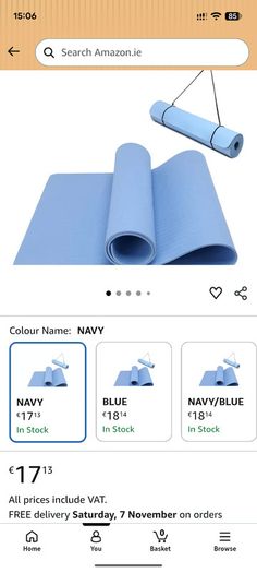 Blue yoga mat - 183cm x 61cm