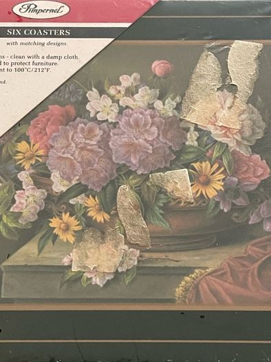 Vintage Pimpernel Coasters set of 6 Flower Baskets
