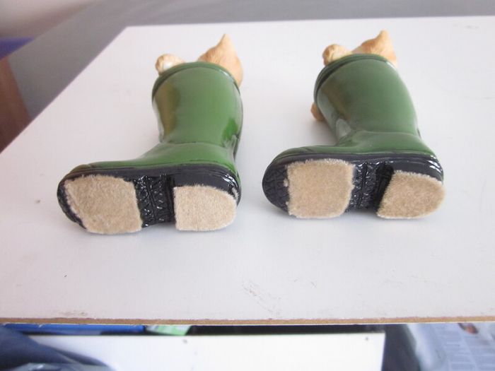 Pair of Leonardo Cats in Green Wellington Boots