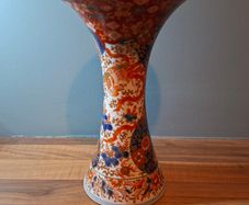 Japanese Imari Trumpet Vase Three Friends of Winter Pattern 19th Century