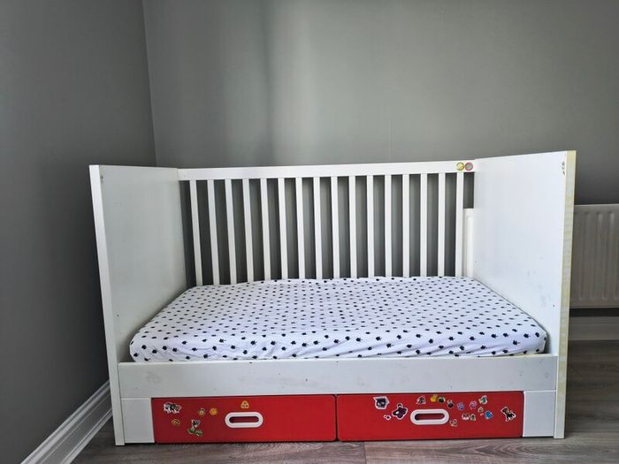 IKEA cot bed with drawers