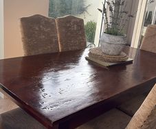 Solid Mahogany table and upholstered chairs