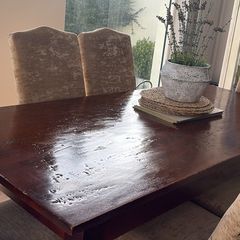 Solid Mahogany table and upholstered chairs