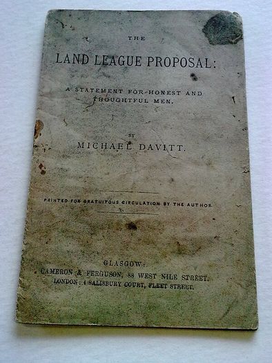The Land League Proposal Michael Davitt  1882 Ireland Irish History Land War