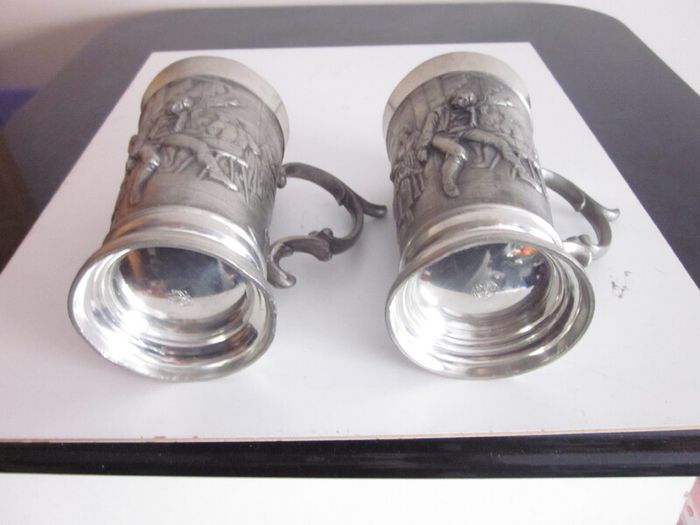 Vintage Pair of Reid Zinn Germany Pewter Stein