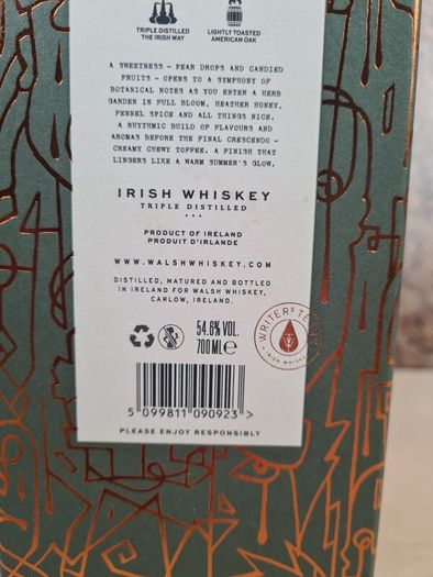 WRITERS TEARS cask strenght Irish whiskey Limited edition 2022 EMPTY BOX