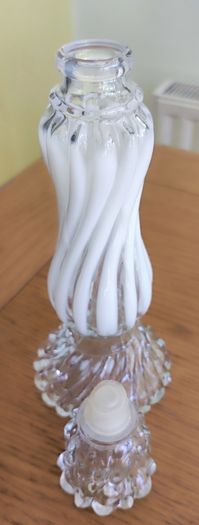 Vintage Opalique Glass Candlestick/Carisma Cologne Bottle Avon Empty Bottle 9.5"