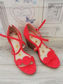 Boden new ladies Cassie Espadrille wedge shoes in red suede UK 3.5.. EUR 36