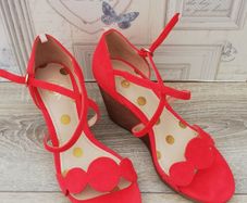 Boden new ladies Cassie Espadrille wedge shoes in red suede UK 3.5.. EUR 36