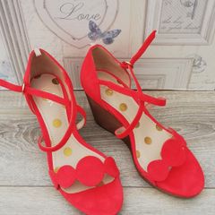 Boden new ladies Cassie Espadrille wedge shoes in red suede UK 3.5.. EUR 36