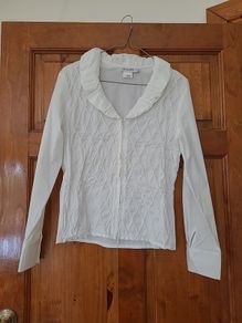 Ladies White Shirt Zipped Front