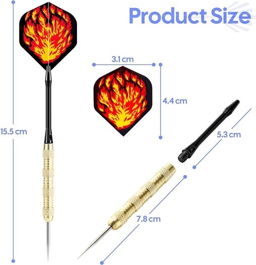 FREE SHIPPING | 18 Pack Steel Tip Darts, Premium Aluminum Shafts Professional Metal Darts Set, Darts Set for Beginner or Professional with 6 Style PET Flights and Dart Sharpener