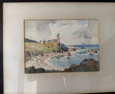 Original Watercolour of Dunure Castle by Robert Houston RSW (Framed)