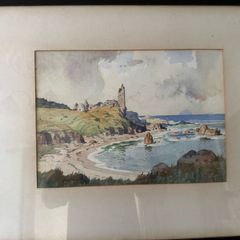 Original Watercolour of Dunure Castle by Robert Houston RSW (Framed)