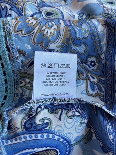 Ladies Cornflower Blue Paisley Printed Lace insert Midi Dress from Jessica Graaf