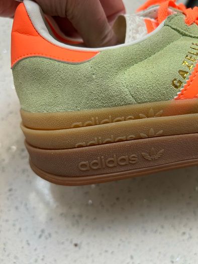 Adidas Gazelle Bold platform trainers - green and orange