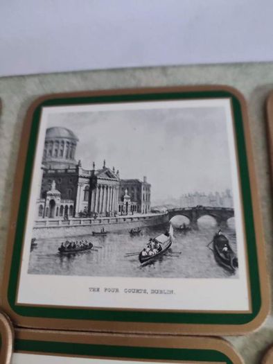 Set Of 6 Small Coasters Of Old Dublin Sites In Box.