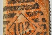 Great Britain SG 94 4d Vermilion Plate 12 Used - Irish Diamond 103 Cancel (Carrickmacross)