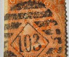 Great Britain SG 94 4d Vermilion Plate 12 Used - Irish Diamond 103 Cancel (Carrickmacross)
