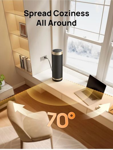 DREO 2000W Heater, 16 Inch Portable with 70 degrees Oscillation Electric Heater with Thermostat & Remote, 3-Mode 3-Speed, 12H Timer for Office Home,Gold
