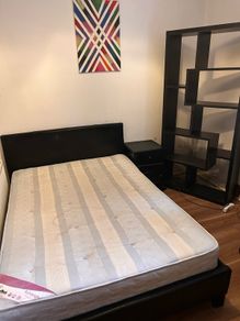 Double Bed + Mattress + Bedside Table + Shelving Unit