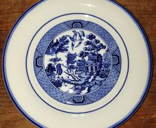 Vintage Arklow saucer blue rim Blue Willow pattern