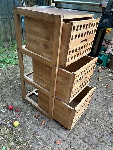 Walnut Bathroom Laundry Stand