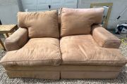 Laura Ashley beige velvet two-seater sofa