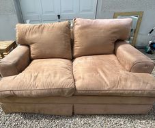 Laura Ashley beige velvet two-seater sofa
