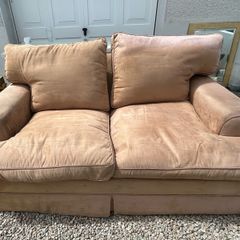 Laura Ashley beige velvet two-seater sofa