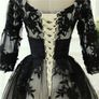 Champagne And Black Lace size 12 Dress _Satin Ribbon Lace up back Image 2