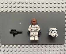 lego Star Wars sw1326 Imperial Stormtrooper minifigure- Female, Dual Molded Helmet with Light Bluish Gray Panels on Back, Shoulder Belts, Medium Brown Head