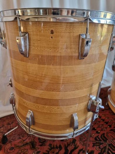 Ludwig 3 ply 70s Butcher Block and LM402 6.5 Supraphonic Snare - Blue Olive Drums Kit Led Zeppelin