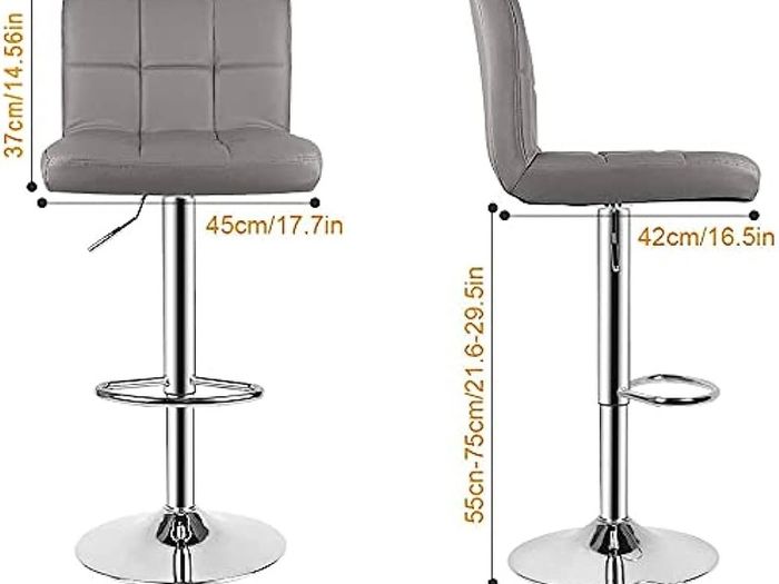 Barstool, Bar Stools Set of 2 PU Leather Swivel Height Adjustable Bar Chairs With Backrest For Breakfast Bar, Counter, Kitchen and Home Barstools (FREE SHIPPING)