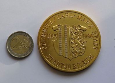 Karl Marx city Vintage Chemnitz East Germany XL anniversary coin medal 1990