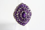 Huge amethyst multistone ring, sterling silver, size N