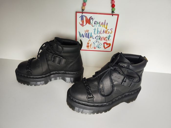 RARE Dr Doc Martens Beaumann chain black platform quad boots UK3 EU36 US5