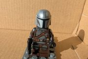 100% Lego LEGO Star Wars Mandalorian with Blaster, Jet Pack, Helmet, &amp; Silver Beskar Armor