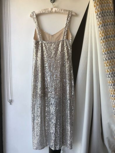 Zara silver sequin midi dress size S