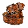 Unisex Genuine Leather Belt Vintage Embossed Design with Antique Buckle Casual & Formal Waist Belt Image 5