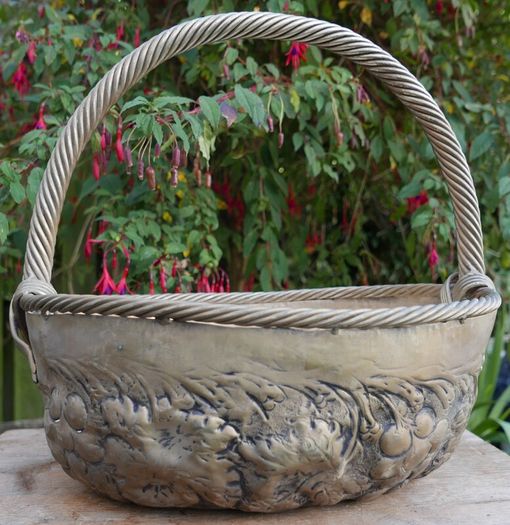 Vintage Continental Embossed Silver Plated Large Basket