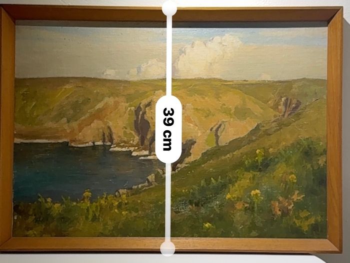 Original Oil on Canvas Painting Coastal Cliffs & Cove Seascape Unsigned Framed
