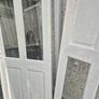 2 pine doors half glass with hinges Image 5