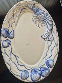 Vintage A. Santos Portugal Large 19" Majolica Lobster Platter (Model 8003)