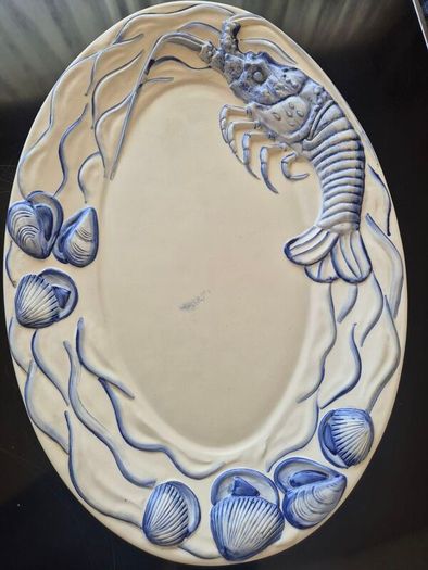 Vintage A. Santos Portugal Large 19" Majolica Lobster Platter (Model 8003)