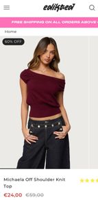 Edikted Burgundy Off The Shoulder Top XS
