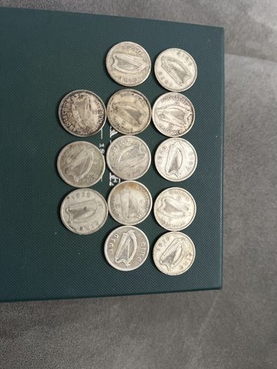 13 Irish silver coins