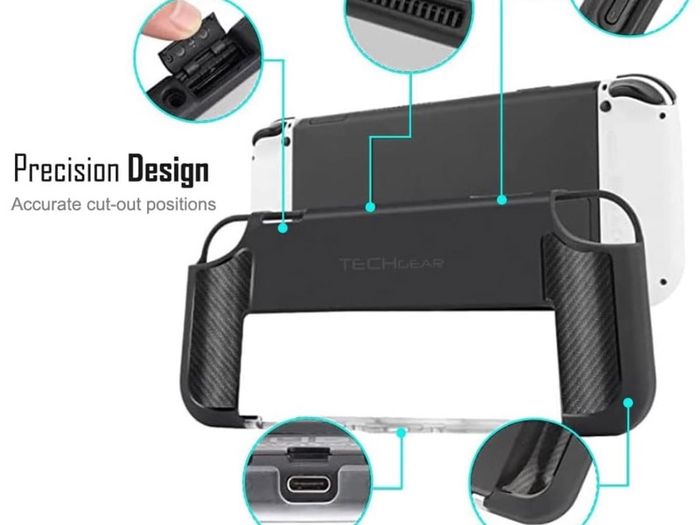 Ergo Grip Case for Nintendo Switch OLED, Soft Protective TPU Silicone Back Cover